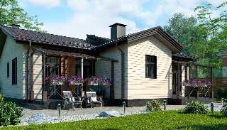 Проекты одноэтажных домов с гостиной от Строй-Кмн в Каменске-Уральском - от 307380 рублей